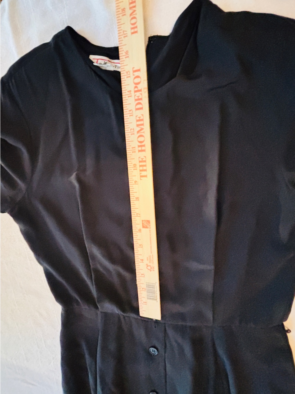 Talbots Beautiful Classic Black Silk Vintage Short Sleeve Midi Dress Women’s 12 - Picture 8 of 8